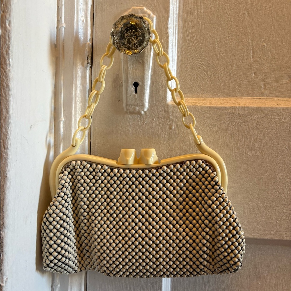 Vintage Whiting & Davis Bakelite Mesh Purse - Off White